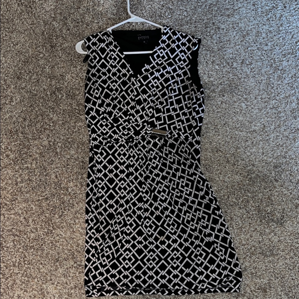Black and White Patterned Midi Dress